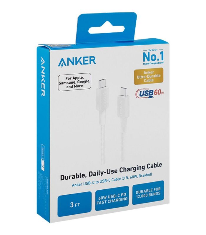 Anker USB-C to USB-c Cable (3 ft, 60w,braided)