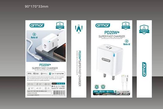 Armor Super Fast 20W PD TYPE C TO LIGHTNING CHARGER (AR-PD07s)